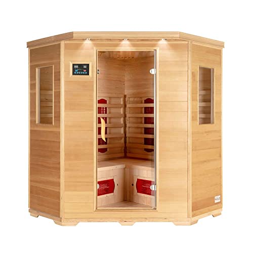 Home Deluxe – Infrarotkabine REDSUN XXL –150 x 150 x 190 cm - für 2-4 Person, 8 Keramikstrahler, Holz: Hemlocktanne I Infrarotsauna, Sauna, Wärmekabine, Infrarot von Home Deluxe