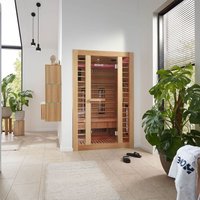 Infrarotkabine redsun m Deluxe – 120 x 105 x 190 cm - für 2 Personen, 5 Vollspektrumstrahler, Holz: HemlocktanneI Infrarotsauna, Sauna, Wärmekabine, von Home Deluxe