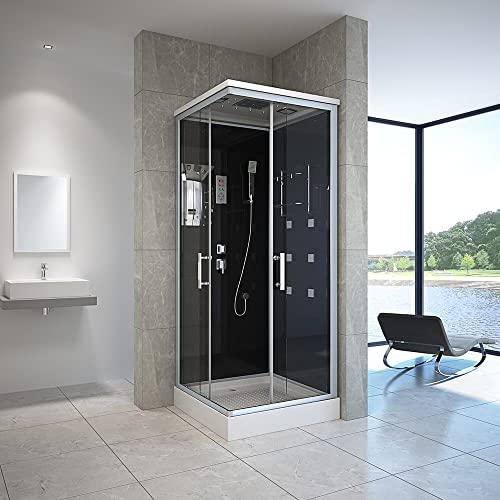 HOME DELUXE - Komplettdusche WAVE S - Schwarz, Maße 90 x 80 - inkl. Radio, Regendusche und komplettem Zubehör I Fertigdusche, Dusche, Duschtempel von Home Deluxe