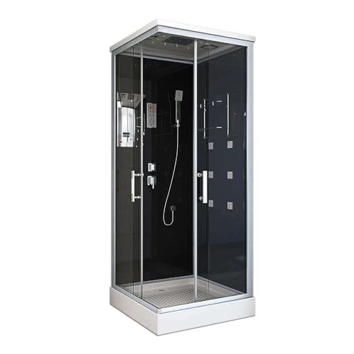 Home Deluxe - Komplettdusche WAVE S - Schwarz, Maße 90 x 80 - inkl. Radio, Regendusche und komplettem Zubehör I Fertigdusche, Dusche, Duschtempel Home Deluxe - Komplettdusche WAVE S - Schwarz, Maße 90 x 80 - inkl. Radio, Regendusche und komplettem Zubehör I Fertigdusche, Dusche, Duschtempel von Home Deluxe