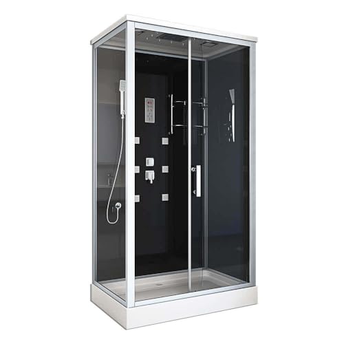 Home Deluxe - Komplettdusche WAVE XL - Schwarz, Maße: 120 x 80 - inkl. Radio, Regendusche und komplettem Zubehör I Fertigdusche, Dusche, Duschtempel Home Deluxe - Komplettdusche WAVE XL - Schwarz, Maße: 120 x 80 - inkl. Radio, Regendusche und komplettem Zubehör I Fertigdusche, Dusche, Duschtempel von Home Deluxe