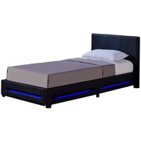 Led Bett asteroid mit Matratze Farbe: Schwarz, Größe: 90 x 200 cm Polsterbett Bettgestell Familienbett Bett - Home Deluxe von Home Deluxe
