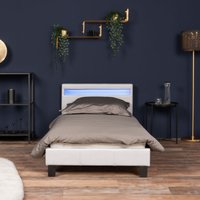 Led Bett astro - Weiß, 90 x 200 cm - Inkl. Lattenrost i Polsterbett Design Bett inkl. Beleuchtung - Home Deluxe von Home Deluxe