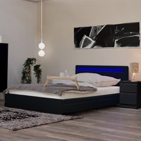 Led Bett nube - Schwarz, 140 x 200 cm - inkl. Lattenrost und Schubladen i Polsterbett Design Bett inkl. Beleuchtung - Home Deluxe von Home Deluxe