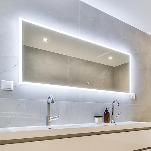 Home Deluxe - LED-Spiegel NOLA - Rechteckig 120 x 70 cm - 3 Verschiedene Lichtfarben, Antibeschlagssystem - 38 Watt Gesamtleistung I Wandspiegel Badspiegel Badezimmerspiegel von Home Deluxe