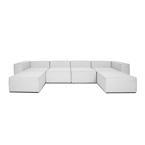 Home Deluxe - Sofa Verona - Hellgrau, Größe: XXL - ca. 414 x 70 x 207 cm, Sitzhöhe: 46 cm, Sitztiefe: 80 cm, inkl. Kissen I Modulares Sofa Modulsofa Ecksofa Wohnlandschaft von Home Deluxe