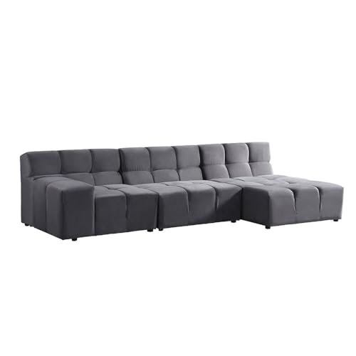 Home Deluxe Modulares Sofa Orlena - XL Rechts Anthrazit |Ecksofa, Samtstoff, Samtsofa, Modulsofa von Home Deluxe