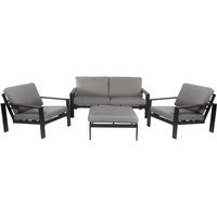 Outdoor Sitzgruppe rio i - Schwarz, Größe l - bestehend aus 1x Hocker, 2X Sessel 1x Sofa - inkl. Kissen - Farbe schwarz i Gartensitzgruppe Lounge Set von Home Deluxe