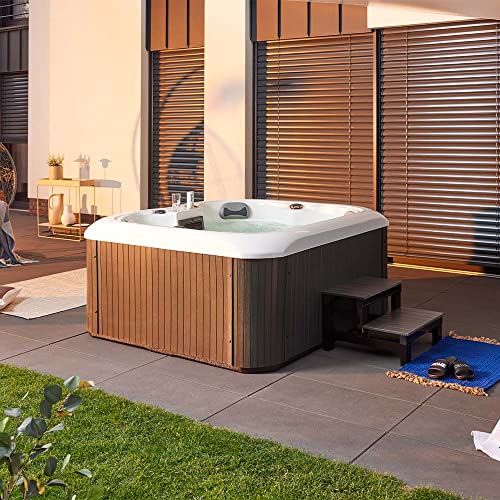 HOME DELUXE - Outdoor Whirlpool - SEA Star Plus Treppe und Thermoabdeckung - Maße 180 x 160 x 79 cm - Inkl. Heizung, 19 Massagedüsen und 15 Lichtquellen | Außen Whirlpool Spa für 4 Personen von Home Deluxe