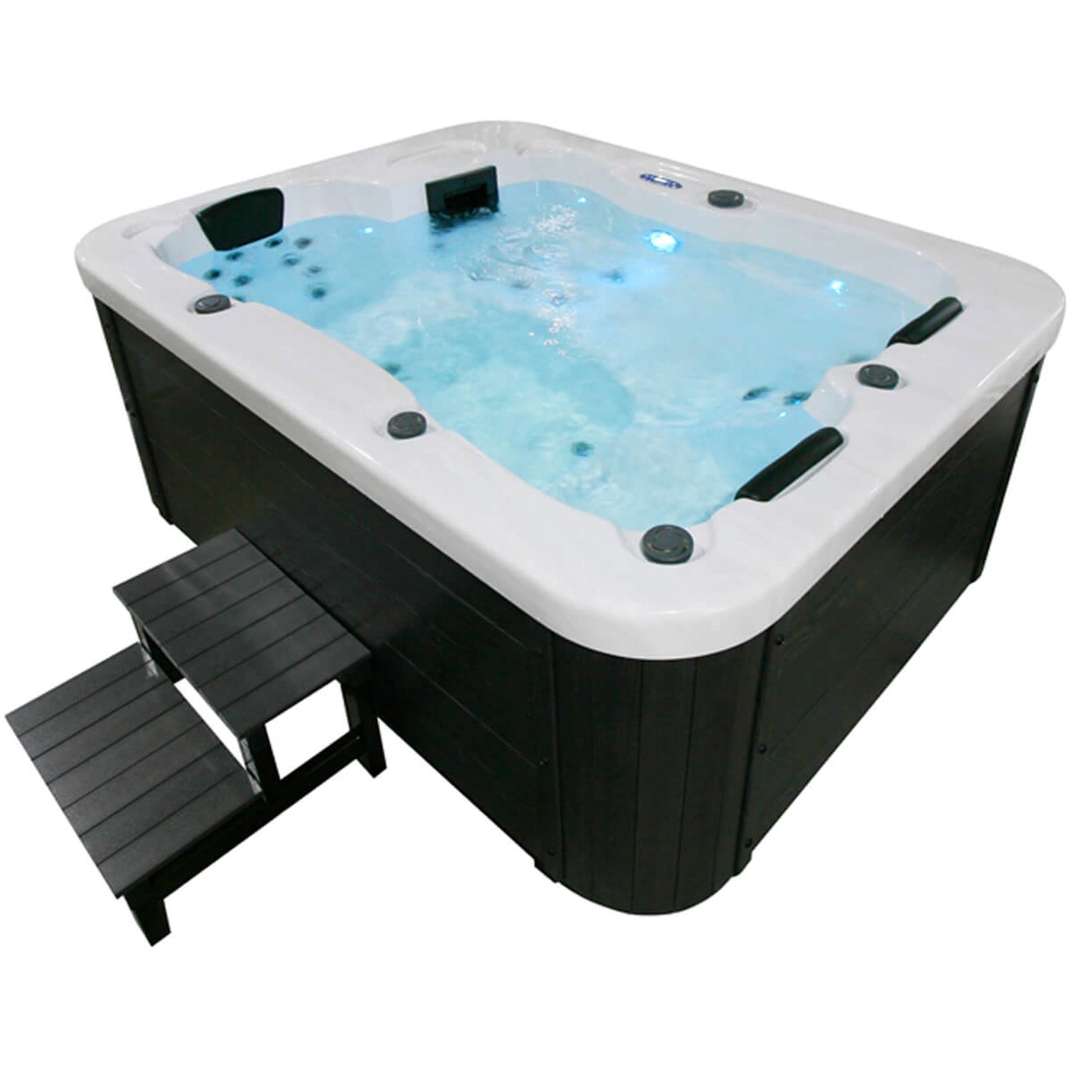 Home Deluxe Outdoor Whirlpool White Marble Plus Inkl. Treppe und Thermoabdeckung von Home Deluxe