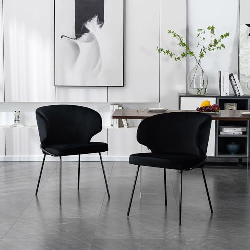 Home Deluxe - Polsterstuhl Amara- 4 Stück, Farbe: Samt Schwarz - weiche Polsterung, bis 120 kg belastbar I Küchenstuhl Speisestühle Esszimmerstühle von Home Deluxe