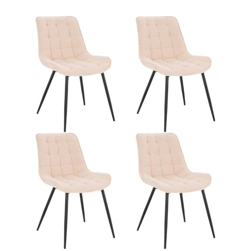 Home Deluxe - Polsterstuhl IKALO 4er Set - Farbe: Creme - weiche Polsterung, bis 120 kg belastbar I Küchenstuhl Speisestühle Esszimmerstühle von Home Deluxe