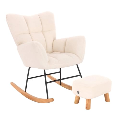 Home Deluxe Schaukelstuhl inkl. Hocker NARA I Schaukelstuhl Hocker Stuhl Wippstuhl Schwingstuhl Schaukelsessel von Home Deluxe