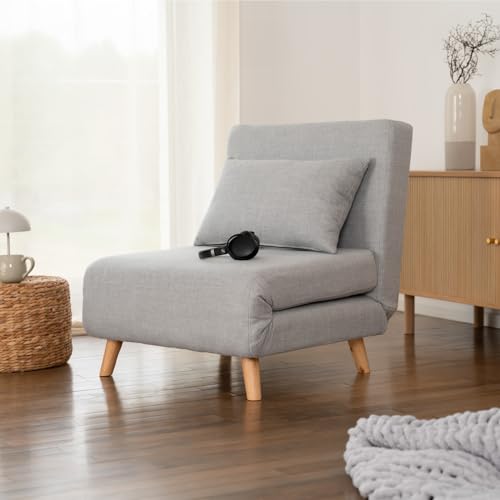 Home Deluxe - Schlafsessel Snooze - Farbe: Grau, Webstoff, 3 in 1 Design: Nutzbar als Sessel, Lounge oder Bett I Klappsessel Klappbett Sesselbett von Home Deluxe