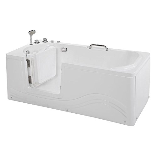 HOME DELUXE - Seniorenbadewanne inkl. Whirlpool- VITAL M Links - Maße: 153 x 76 x 64cm - inkl. komplettem Zubehör | Badewanne mit Tür, Senioren Badewanne mit Einstieg von Home Deluxe