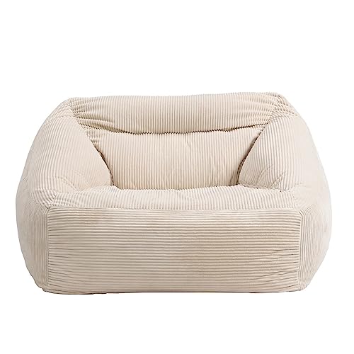 Home Deluxe - Sitzsack Cozy - Stoff: Samt Cord, Farbe: Beige - Maße: 100 x 88 x 80 cm, inkl. Füllung I Sitzmöbel Bean Bag Sitzsäcke von Home Deluxe