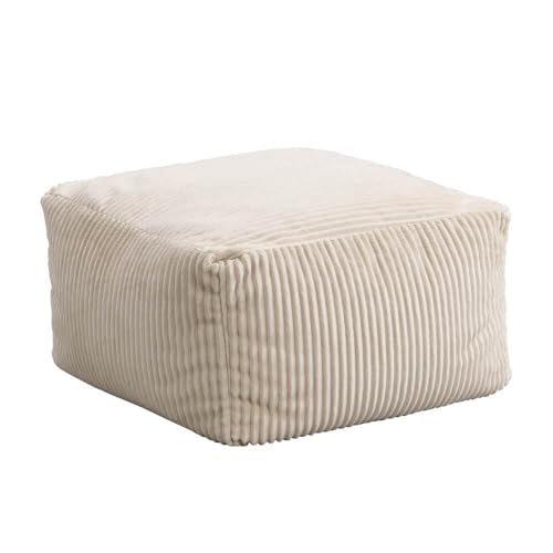 Home Deluxe - Sitzsack Hocker Cozy - Stoff: Samt Cord, Farbe: Beige - Maße: 44 x 44 x 25 cm, inkl. Füllung I Sitzmöbel Bean Bag Sitzsäcke von Home Deluxe