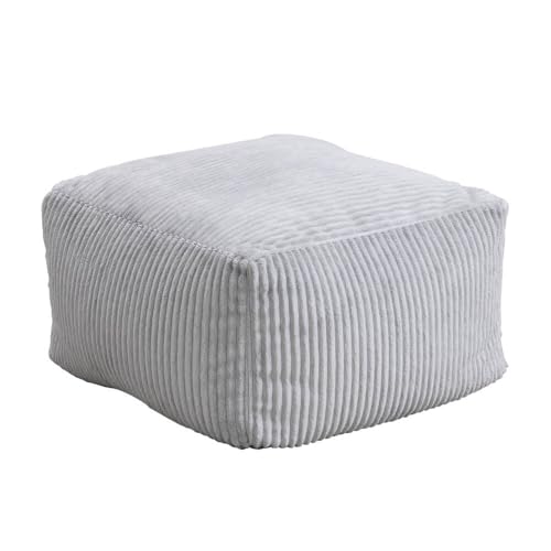Home Deluxe - Sitzsack Hocker Cozy - Stoff: Samt Cord, Farbe: Hellgrau - Maße: 44 x 44 x 25 cm, inkl. Füllung I Sitzmöbel Bean Bag Sitzsäcke von Home Deluxe