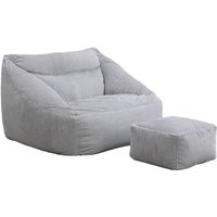 Home Deluxe - Sitzsack mit Hocker cozy Farbe: Hellgrau Sitzsack Bean Bag Sitzkissen von Home Deluxe