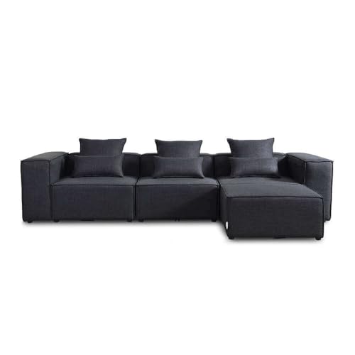 Home Deluxe - Sofa Verona - Anthrazit, Größe: L - ca. 327 x 70 x 207 cm, Sitzhöhe: 46 cm, Sitztiefe: 80 cm, inkl. Kissen I Modulares Sofa Modulsofa Ecksofa Wohnlandschaft von Home Deluxe