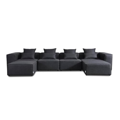 Home Deluxe - Sofa Verona - Anthrazit, Größe: XXL - ca. 414 x 70 x 207 cm, Sitzhöhe: 46 cm, Sitztiefe: 80 cm, inkl. Kissen I Modulares Sofa Modulsofa Ecksofa Wohnlandschaft von Home Deluxe