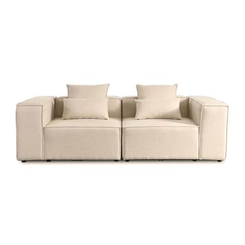 Home Deluxe - Sofa Verona - Beige, Größe: S - ca. 240 x 70 x 120 cm, Sitzhöhe: 46 cm, Sitztiefe: 80 cm, inkl. Kissen I Modulares Sofa Modulsofa Ecksofa Wohnlandschaft von Home Deluxe