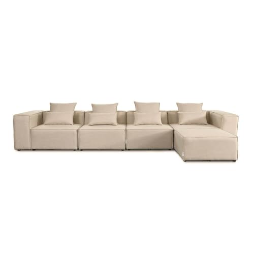 Home Deluxe - Sofa Verona - Beige, Größe: XL - ca. 414 x 70 x 207 cm, Sitzhöhe: 46 cm, Sitztiefe: 80 cm, inkl. Kissen I Modulares Sofa Modulsofa Ecksofa Wohnlandschaft von Home Deluxe