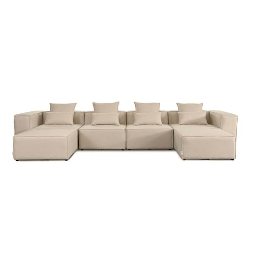 Home Deluxe - Sofa Verona - Beige, Größe: XXL - ca. 414 x 70 x 207 cm, Sitzhöhe: 46 cm, Sitztiefe: 80 cm, inkl. Kissen I Modulares Sofa Modulsofa Ecksofa Wohnlandschaft von Home Deluxe