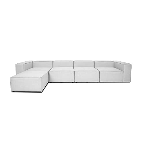 Home Deluxe - Sofa Verona - Hellgrau, Größe: XL - ca. 414 x 70 x 207 cm, Sitzhöhe: 46 cm, Sitztiefe: 80 cm, inkl. Kissen I Modulares Sofa Modulsofa Ecksofa Wohnlandschaft von Home Deluxe