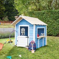 Home Deluxe - Spielhaus - der GROßE palast blau - 118 x 138 x 132 cm - ohne Bank - fsc zertifiziertes Kinderspielhaus, inkl. Montagematerial i von Home Deluxe