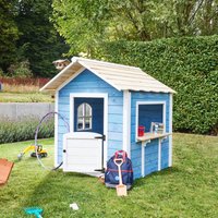 Spielhaus - der GROßE palast blau - 118 x 138 x 132 cm - ohne Bank - fsc zertifiziertes Kinderspielhaus, inkl. Montagematerial i Gartenhaus Holzhaus von Home Deluxe