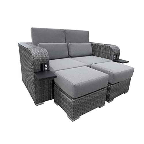 Home Deluxe - Strandkorb HOLBY inkl. Abdeckung - 160 x 69 x189 cm - per Gasdruckfeder herausfahrende Sitzplätze I Gartenliege Louneginsel Volllieger von Home Deluxe