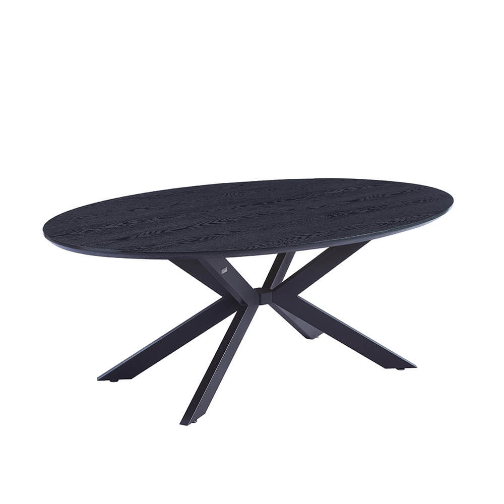 Home Deluxe Table de salle à manger ovale AVENTIS avec pied en étoile - 200 x 120 cm Dark Oak von Home Deluxe