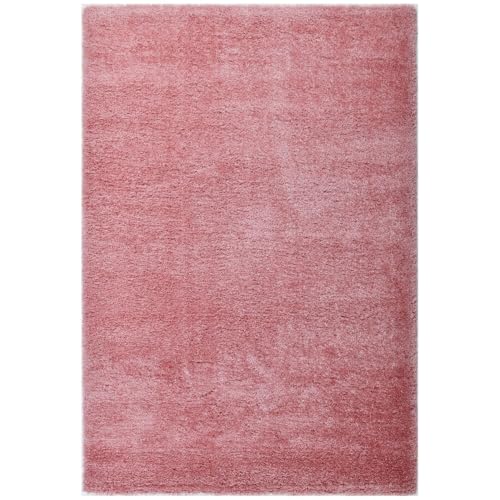 Home Deluxe - Teppich SOFI - Farbe: Altrosa, Größe: 180 x 120 cm - Allergikerfreundlich, Floorhöhe: 4,3 cm, 100% Polypropylen Friese I Floorteppich Shaggy Designteppich von Home Deluxe