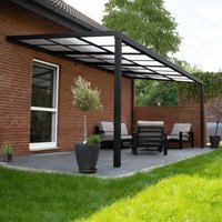 Terrassenüberdachung Deluxe - V1 300 x 300 x 218 / 272 cm, grau i Terrassendach,Überdachung, mit Schiebedach - Home Deluxe von Home Deluxe