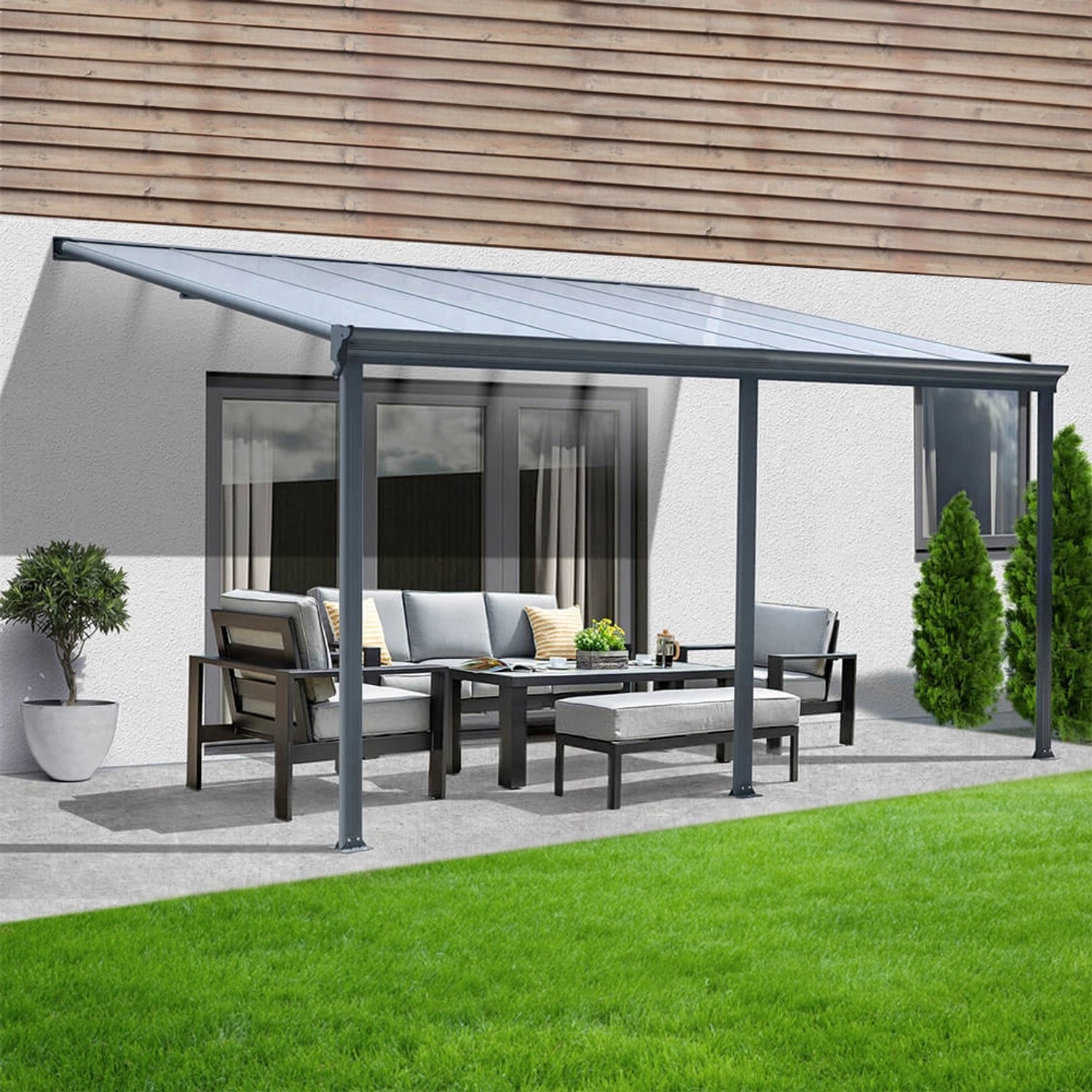 Home Deluxe Terrassenüberdachung Solis Alu 557 x 303 x 226 / 278 cm Anthrazit von Home Deluxe