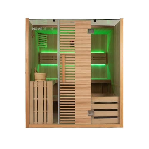 Home Deluxe - Traditionelle Sauna - Omaha - 180 x 150 x 200 cm - für 4 Personen - Fichtenholz, inkl. Saunaofen I Dampfsauna Aufgusssauna von Home Deluxe