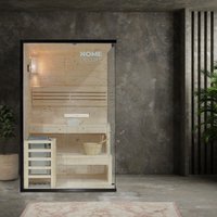 Traditionelle Sauna - Shadow - Größe m - 120 x 120 x 190 cm - hochwertiges Fichtenholz, inkl. Ofen, Saunazubehör i Dampfsauna Aufgusssauna Finnische von Home Deluxe