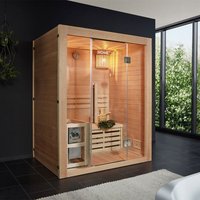 Traditionelle Sauna - Skyline l - 120 x 150 x 190 cm - für 2-3 Personen, Hemlocktanne, inkl. Saunaofen, Saunazubehör i Dampfsauna Aufgusssauna von Home Deluxe