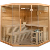 Home Deluxe - Traditionelle Sauna - Skyline xl Big - 200 x 200 x 210 cm - für 2-6 Personen, Hemlocktanne, inkl. Saunaofen, Saunazubehör i Dampfsauna von Home Deluxe