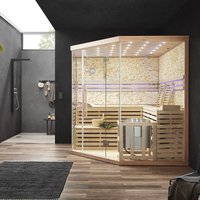 Home Deluxe - Traditionelle Sauna - Skyline xl Big Kunststeinwand - 200 x 200 x 210 cm, für 2-6 Personen, Hemlocktanne, inkl. Saunazubehör i von Home Deluxe