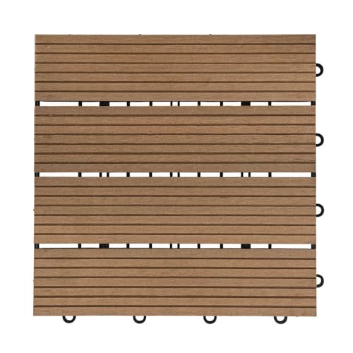 Home Deluxe - WPC Klickfliesen BAVARO - 3m², Farbe: Teak - 11 Fliesen á 30 x 30 cm I Terrassenfliesen Holzfliesen Klickfliese Bodenfliesen von Home Deluxe