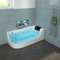 Whirlpool Badewanne - carica Links weiß mit Heizung und Massage - Maße: 170 x 80 x 59 cm i Eckwanne, Indoor Badewanne - Home Deluxe von Home Deluxe