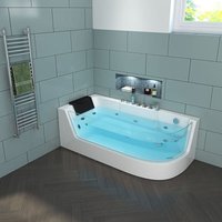 Whirlpool Badewanne - carica Rechts weiß mit Heizung und Massage - Maße: 170 x 80 x 59 cm i Eckwanne, Indoor Badewanne - Home Deluxe von Home Deluxe