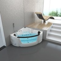 Whirlpool Badewanne laguna l weiß - Mini i Eckwanne, Whirlwanne, Indoor Badewanne - Home Deluxe von Home Deluxe