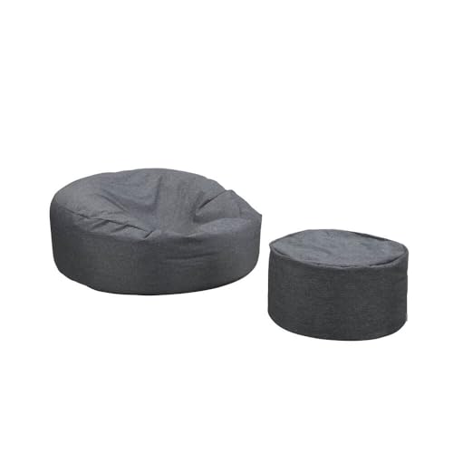 Home Deluxe XXL Outdoor Sitzsack Cloud mit Hocker - Anthrazit | wetterfester Sitzsack XXL, Sitzsack für draußen XXL, großer Outdoor Sitzsack von Home Deluxe