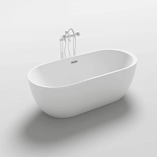 HOME DELUXE - freistehende Badewanne - CODO, Weiß - Maße: ca. 170 x 80 x 58 cm - Füllmenge: 204 Liter, inkl. Überlaufschutz, Siphon und Verschluss I Spa, für 2 Personen (ohne Standarmatur, Weiß) von Home Deluxe