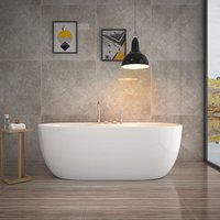 Home Deluxe - freistehende Badewanne - leni mit Armatur, Weiß - Maße: ca. 170 x 80 x 58 cm - Füllmenge: 235 Liter, inkl. Überlaufschutz, Siphon und von Home Deluxe