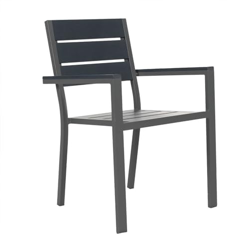 Home Deluxe - stapelbarer Gartenstuhl Madera - BxTxH: 56,6 x 57,5 x 85 cm - Stückzahl: 4 - Gestell: anthrazit, Sitzfläche: hellgrau I Campingstuhl Balkonstuhl Terrassenstuhl von Home Deluxe