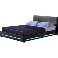 Led Bett asteroid Farbe: Dunkelgrau, Größe: 140 x 200 cm led Polsterbett Bett Bettgestellt - Home Deluxe von Home Deluxe